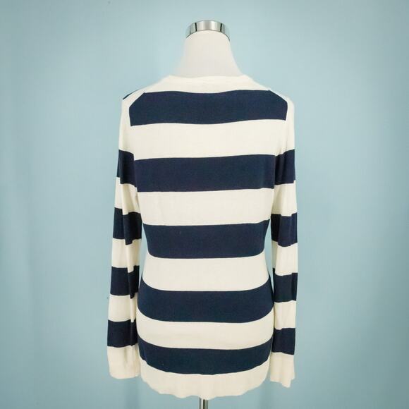 Remain Birger Christensen Size Medium M Blue Stripe Nautical Button Cardigan - Picture 2 of 6